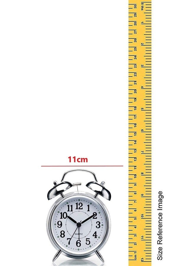 OANGO Vintage Twin Bell Table top Alarm Clock with Night LED Light Display Alarm Clock for Bedroom Heavy Sleepers Kids and Students (Silver) - Image 5